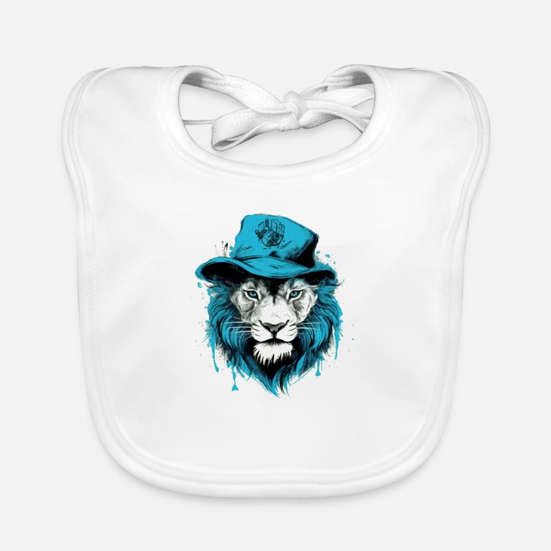 Iron le lion Bleu Bavoir bio Bébé