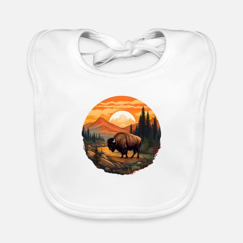 Bison Sunset - Organic Baby Bibs - white