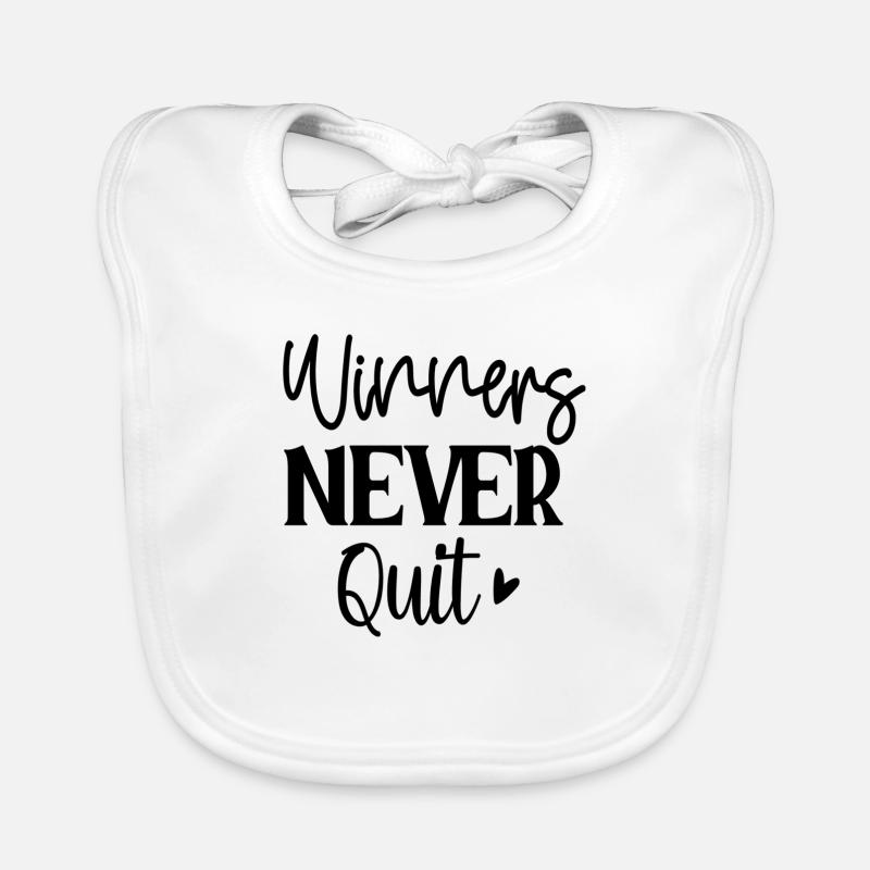 Winners Never Quit Organic Baby Bibs