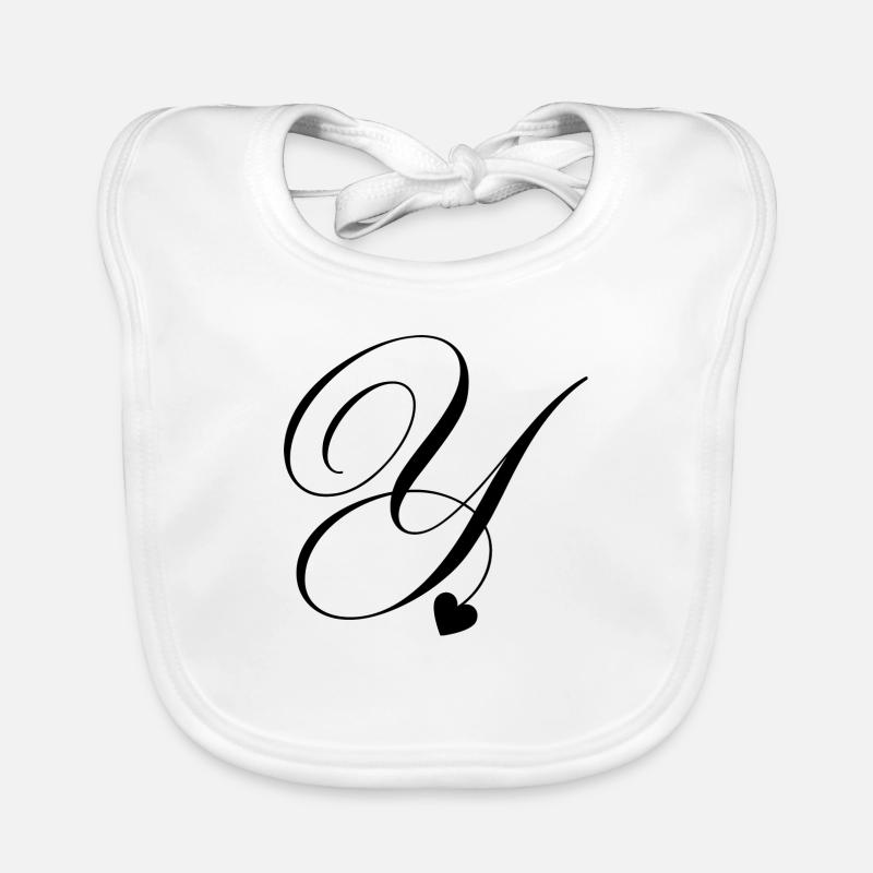 Letter y calligraphy heart Organic Baby Bibs