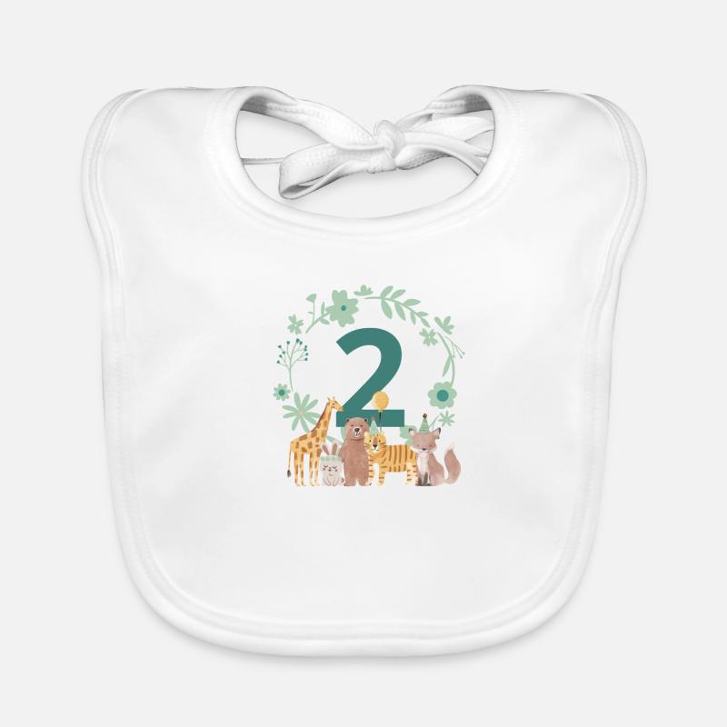 2nd Anniversary - Second Anniversary Animals Organic Baby Bibs