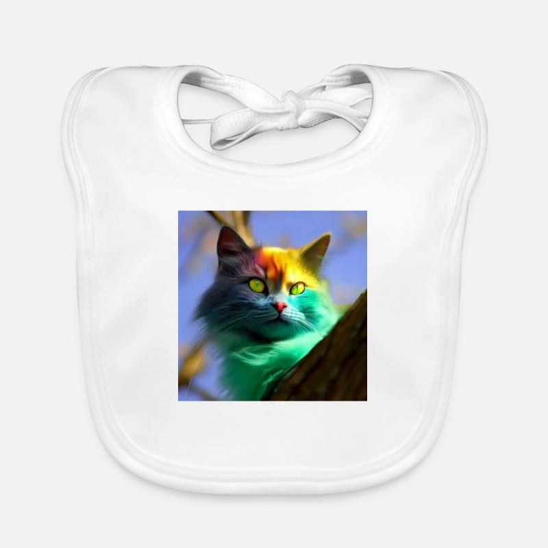 Multicolored cat on a tree Organic Baby Bibs