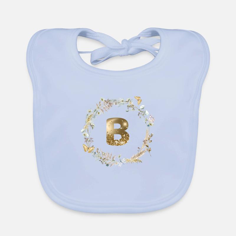B Monogramme Paillettes Boho Couronne Bavoir bio Bébé