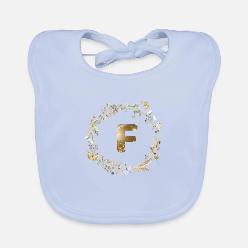 F Monogramme Paillettes Boho Couronne Bavoir bio Bébé