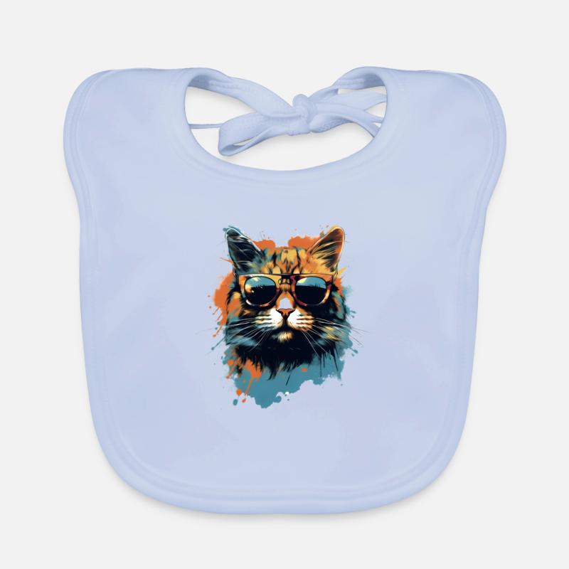 Katze mit Sonnenbrille Baby Bio-Lätzchen