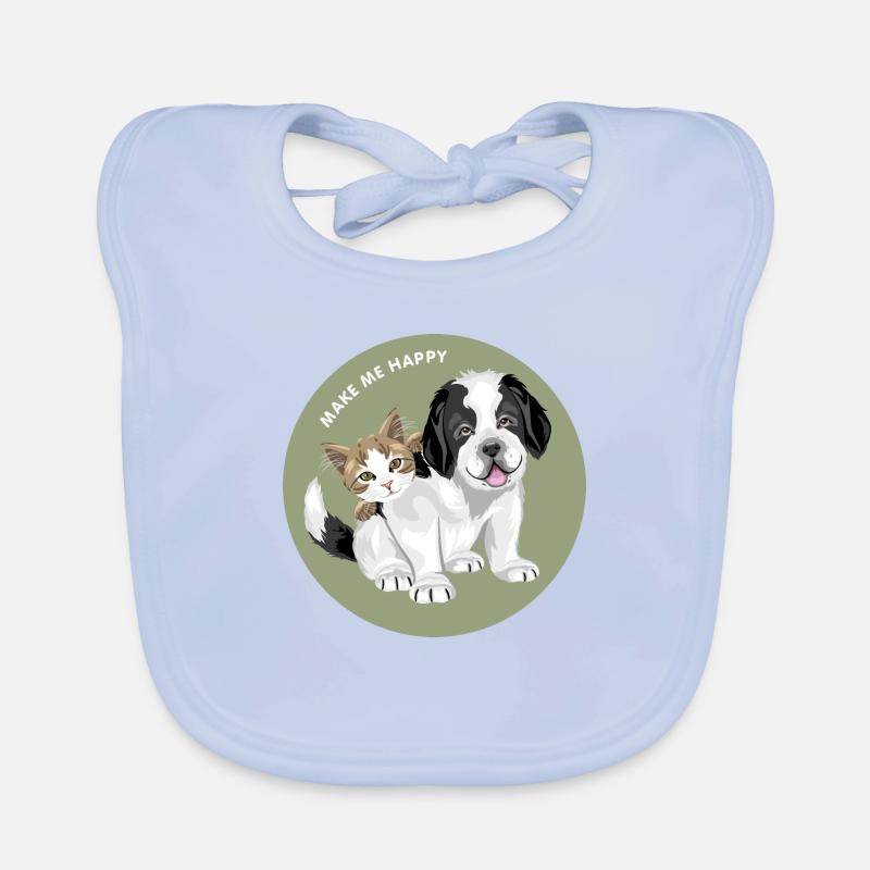 Chien chiot Saint Bernard et chat mignon Bavoir bio Bébé