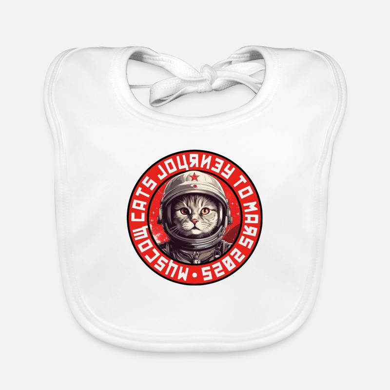Logo du chat astronaute - soviétique - Bavoir bio Bébé - blanc