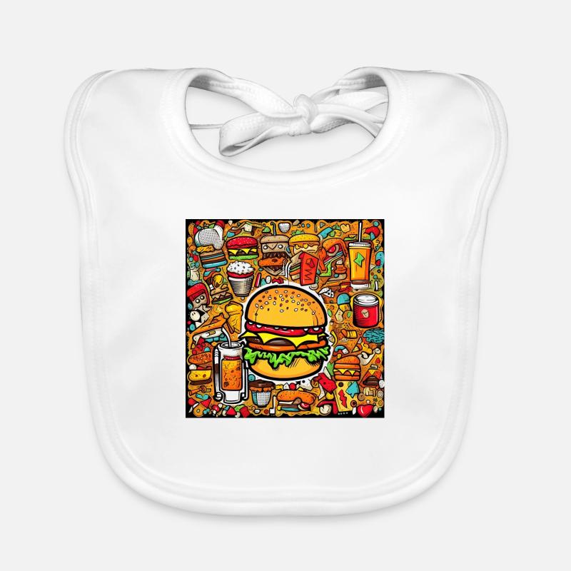 Multi pattern burger Organic Baby Bibs