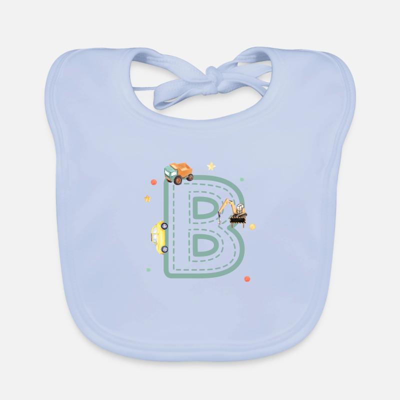 Letter b vehicle - personalized child gift Organic Baby Bibs