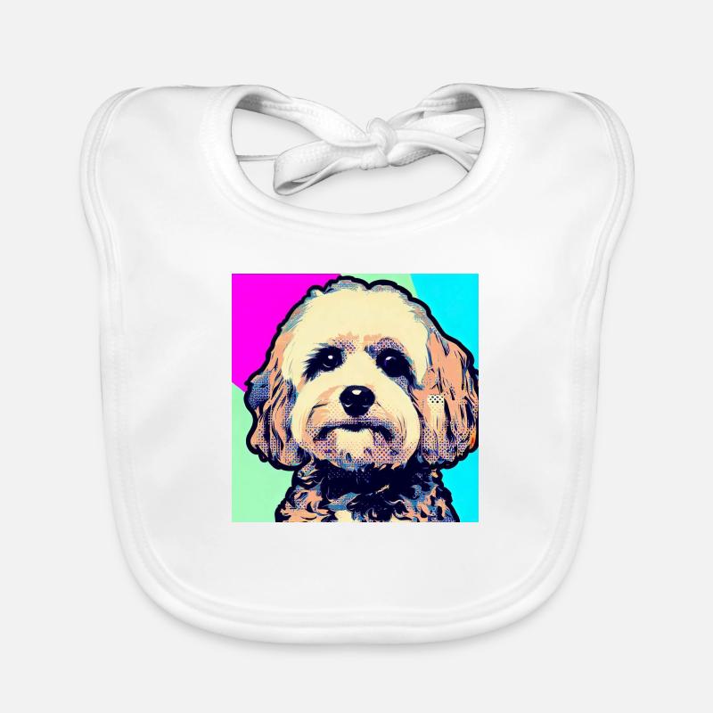 Poodle Cross Pop Art Organic Baby Bibs