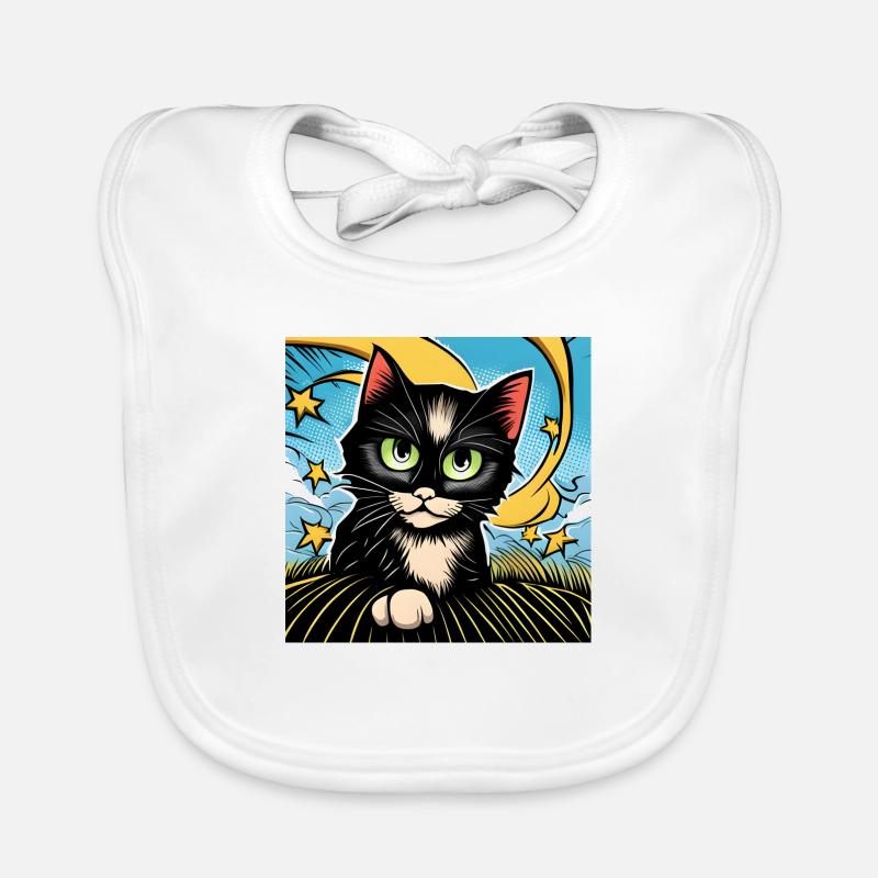 Chat noir mignon Bavoir bio Bébé