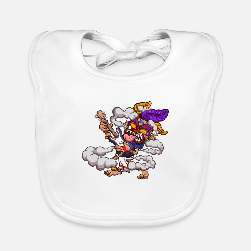Tiki Mask Playing Guitar Organic Baby Bibs