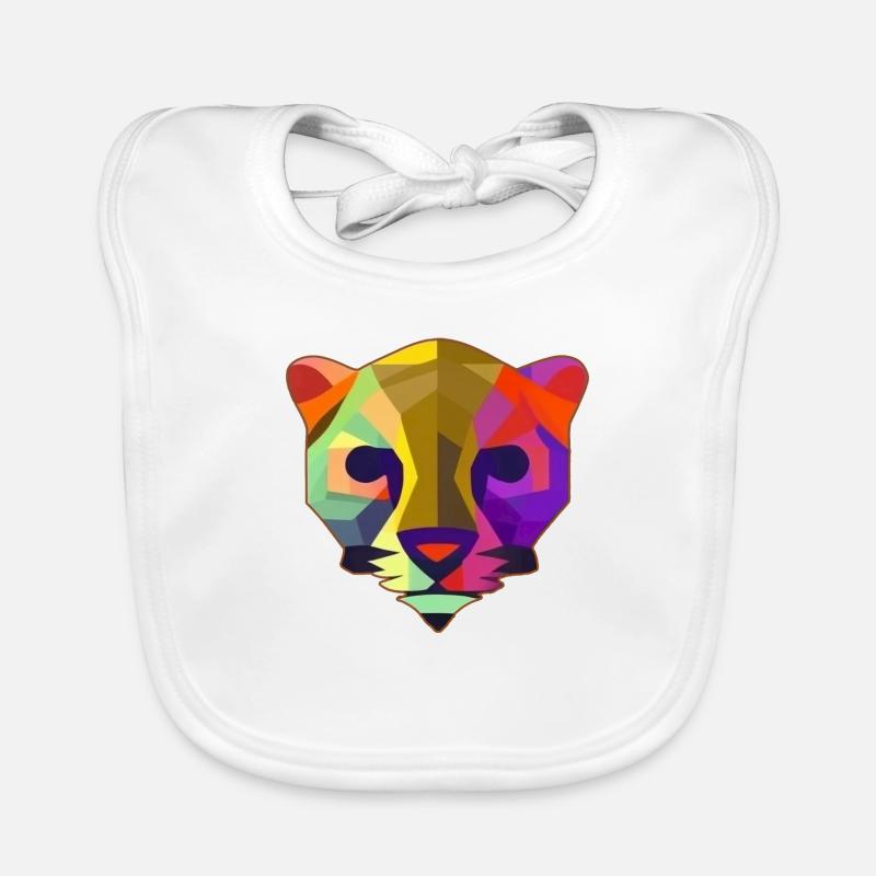 Panthère Stylisée Multicolore Bavoir bio Bébé