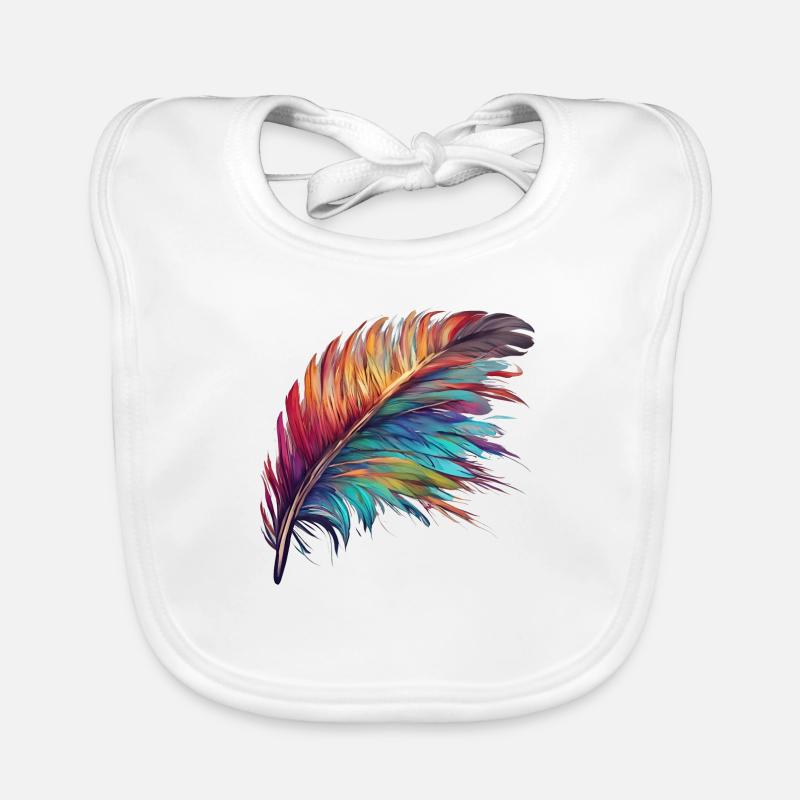 Plume clorful - Bavoir bio Bébé - blanc