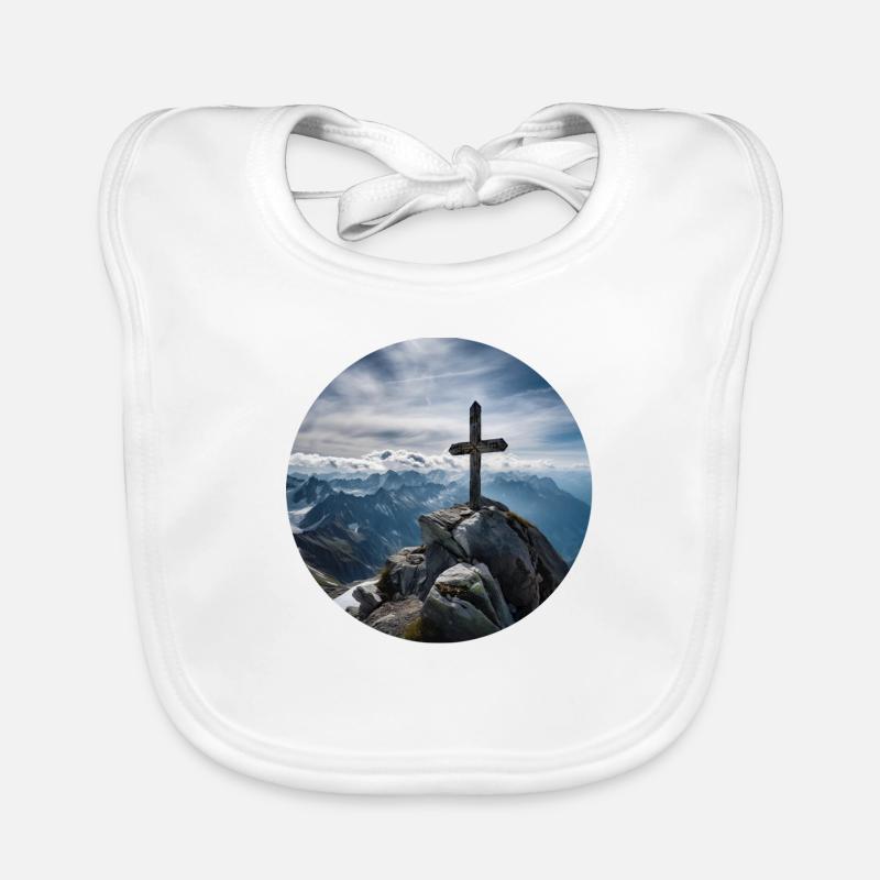 À la croix du sommet - Wanderlust - Bavoir bio Bébé - blanc
