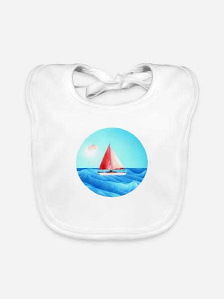 Segeln Segelsport Segelboot Segler Segelschiff - Baby Bio-Lätzchen - Weiß