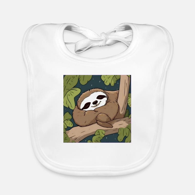 Cute sleeping sloth Organic Baby Bibs
