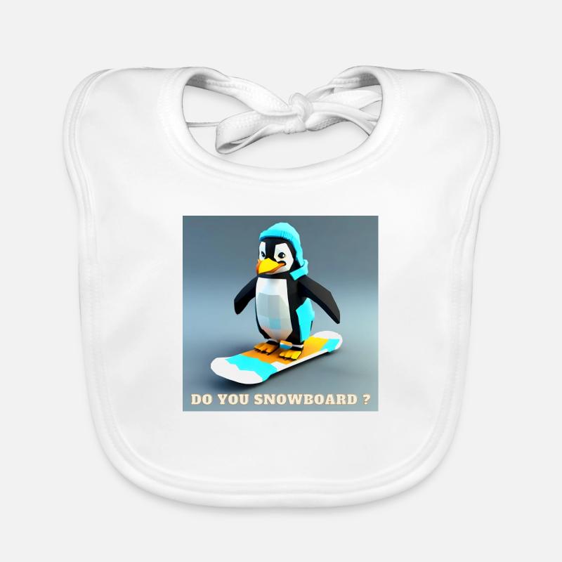 Snowboard Pingu - Bavoir bio Bébé - blanc