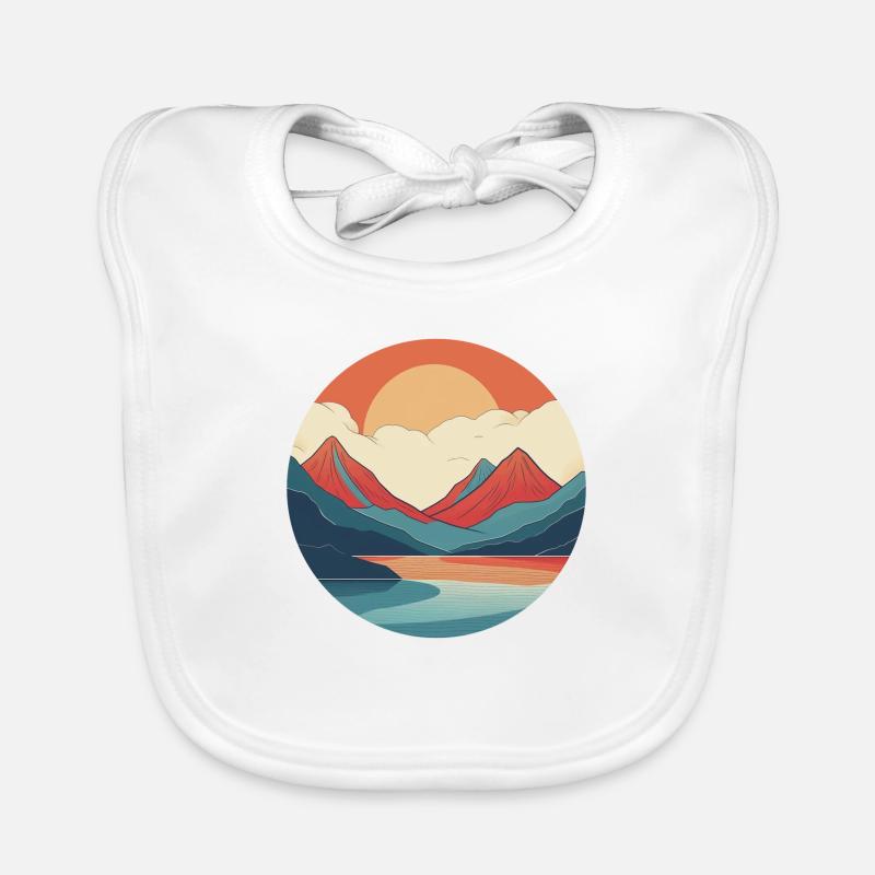 Montagnes avec coucher de soleil Bavoir bio Bébé