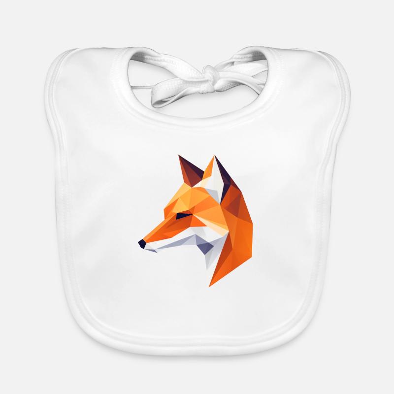 Fox Head Low Poly Logo Design Organic Baby Bibs