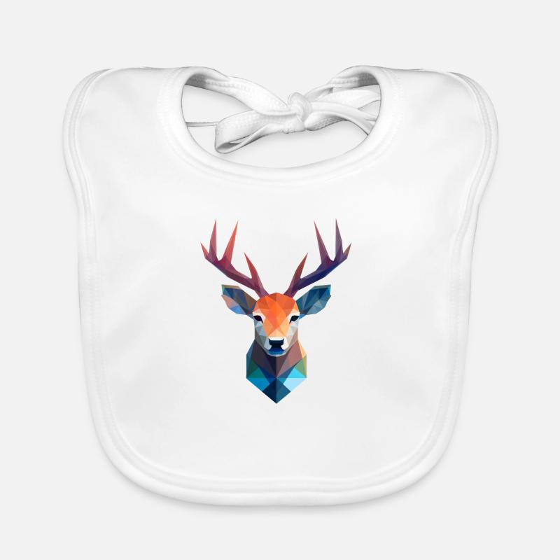 Deer Deer Head Low Poly Logo Design Organic Baby Bibs