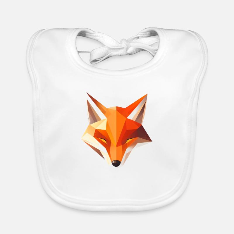 Fox Head Low Poly Logo Design Organic Baby Bibs