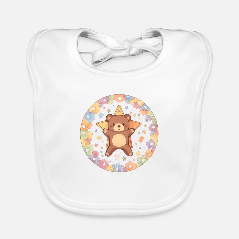 Nounours Fleuri - Bavoir bio Bébé - blanc