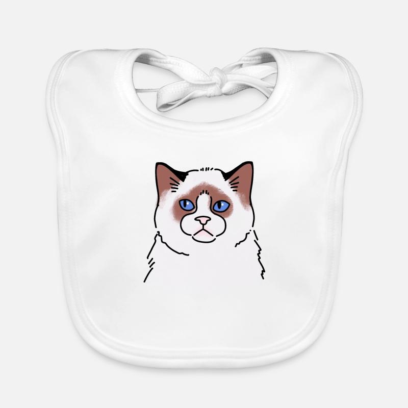 Rag doll Cat face unhappy Organic Baby Bibs