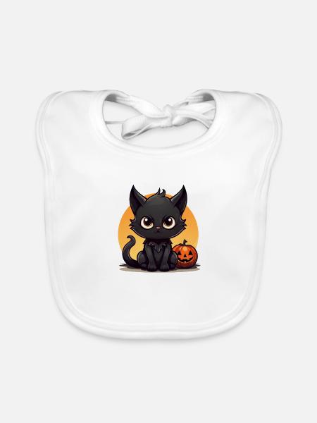 Cartoon Halloween Katze - Baby Bio-Lätzchen - Weiß