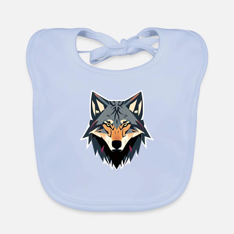 grey wolf face vector look geometric proud strong Organic Baby Bibs