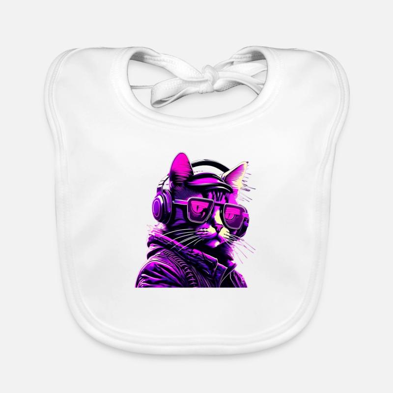 Techno Katze Neon Baby Bio-Lätzchen