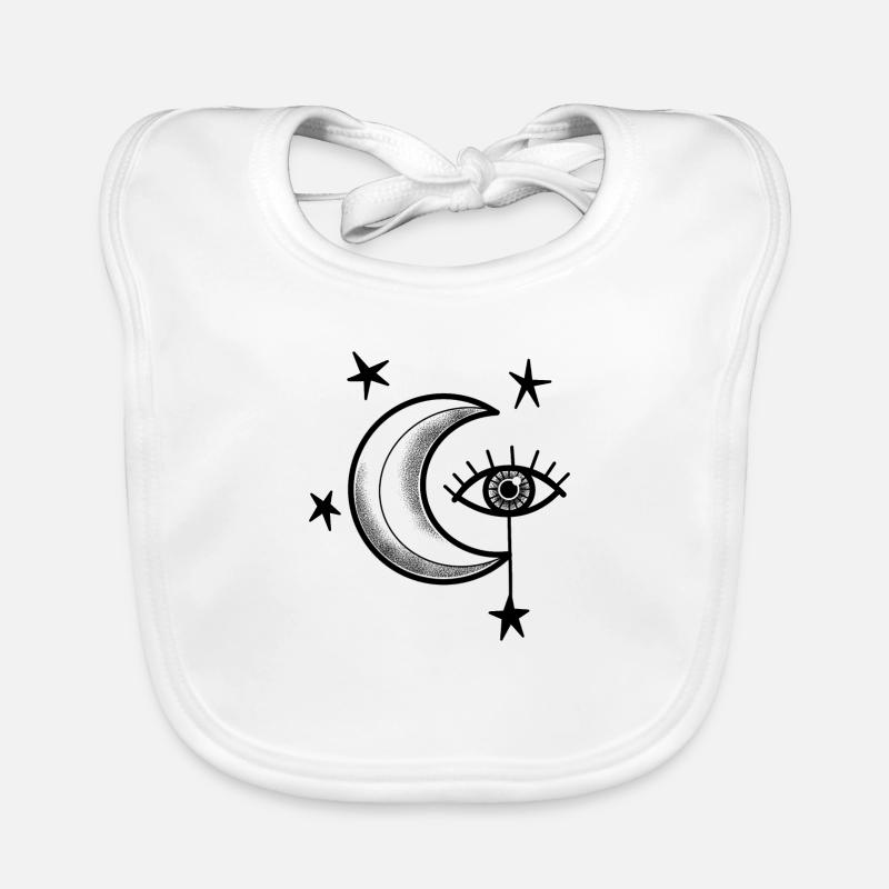 Tat style Witchy Boho Eye And Moon Stars Organic Baby Bibs