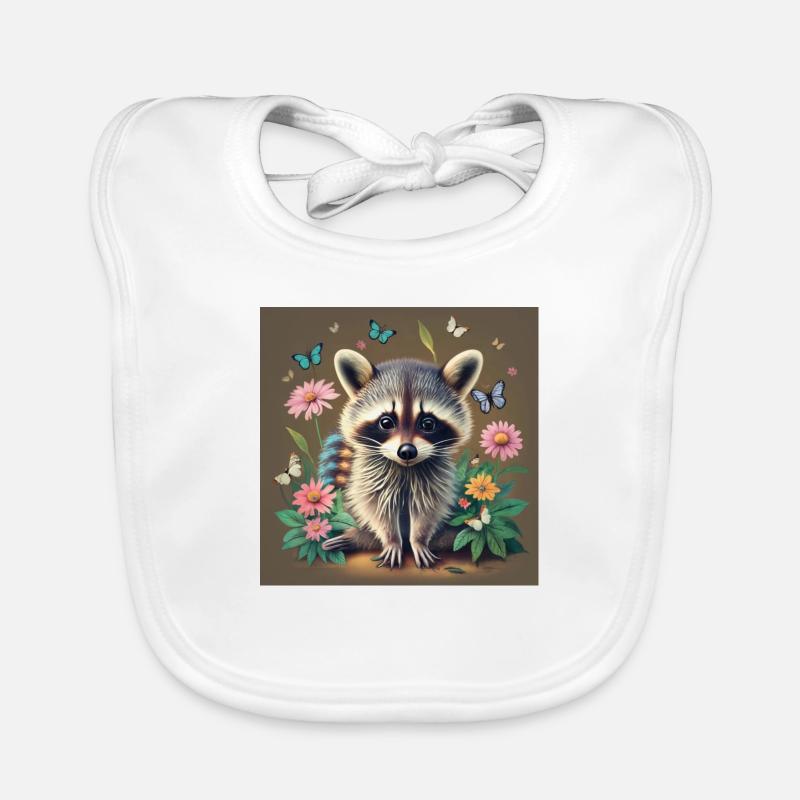 Fuchs mit Blumen - Baby Bio-Lätzchen - Weiß