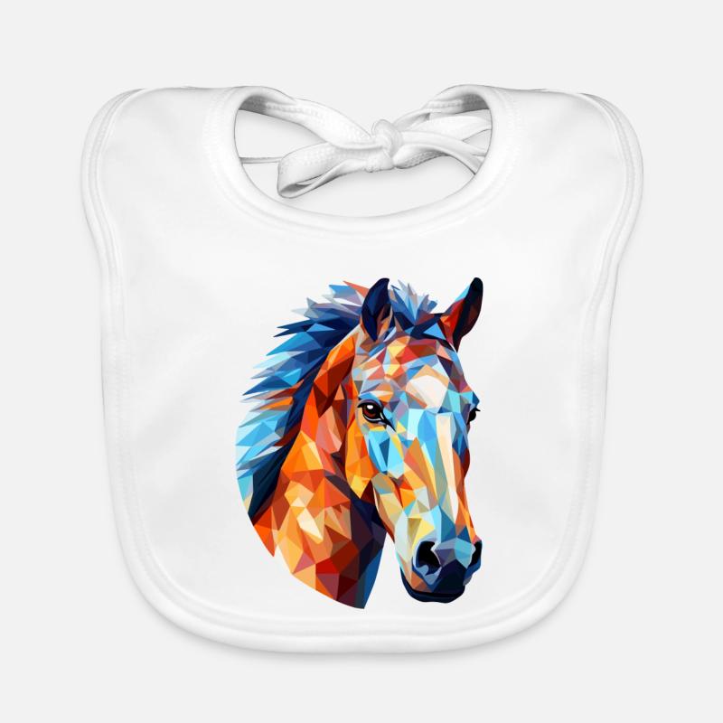 Cheval Polygone Tête De Cheval Chevaux - Bavoir bio Bébé - blanc