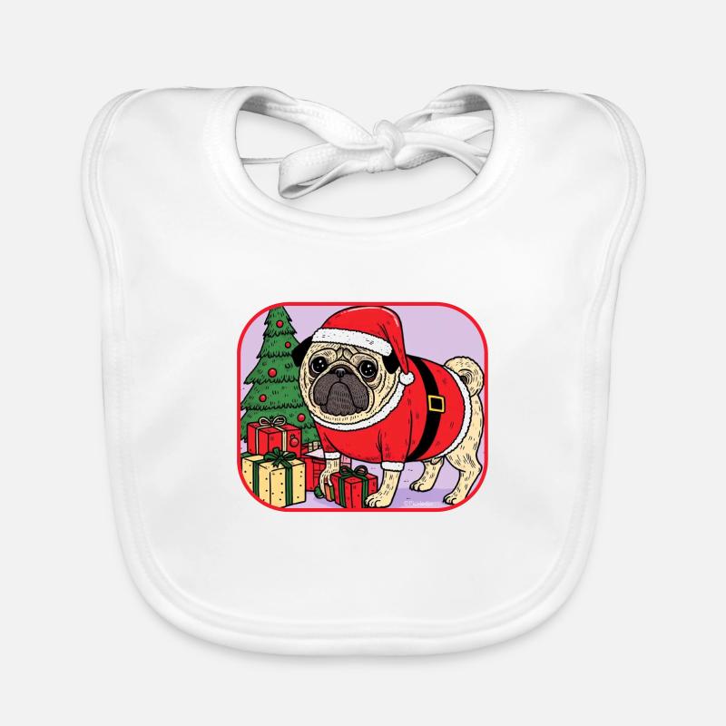 Pug Christmas Organic Baby Bibs
