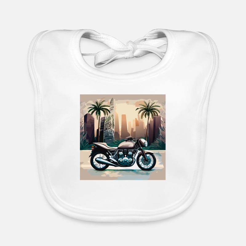 Motocyclette devant une ligne d’horizon Bavoir bio Bébé