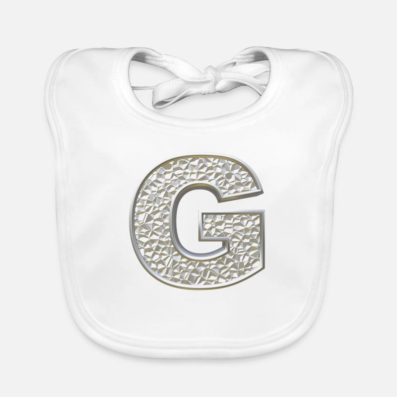 G, letter, letter G, initial, initial G, monogram, Organic Baby Bibs