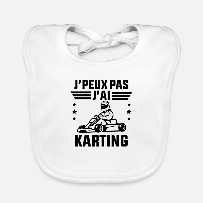 J'Peux Pas J'ai Karting - Bavoir bio Bébé - blanc