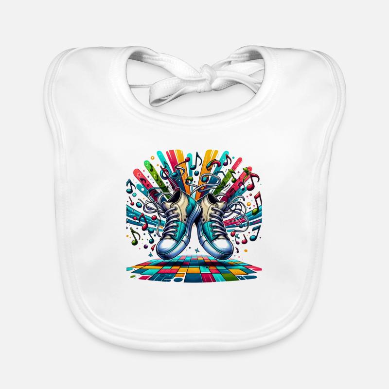 Rhythm Steps: Playful Dancing Sneakers Organic Baby Bibs