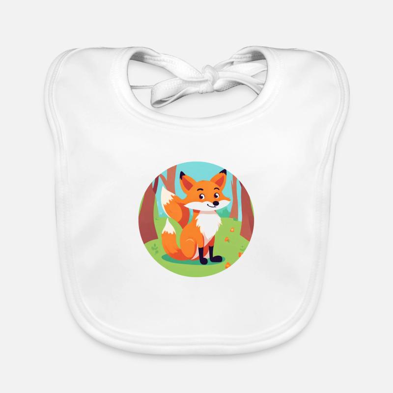 Fuchs im Herbstwald - Baby Bio-Lätzchen - Weiß