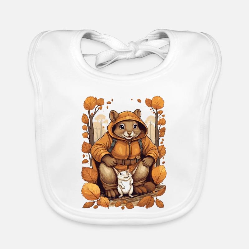 Cute squirrel with mouse Organic Baby Bibs