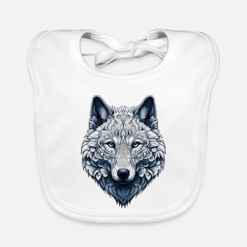 Wolf mit Mandalas verziert Baby Bio-Lätzchen