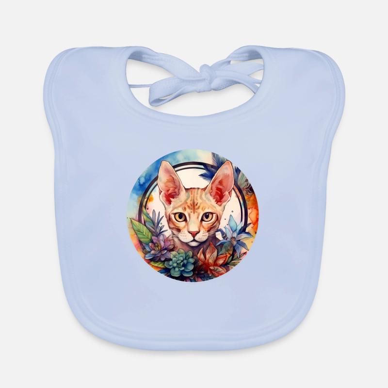 Devon Rex Katze Boho-Stil, Liebeskatzen Baby Bio-Lätzchen