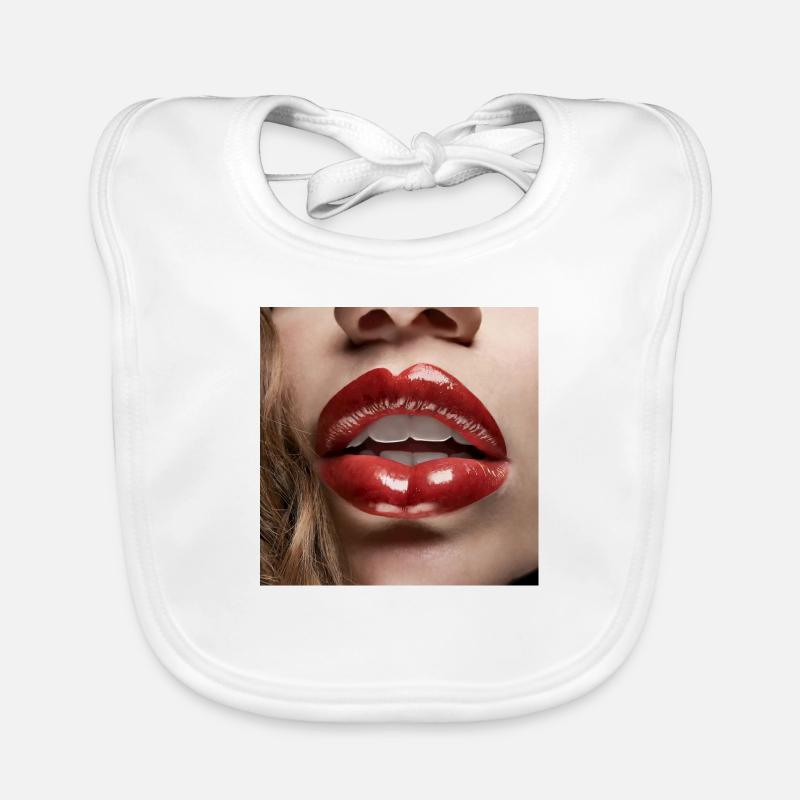 nice female lips black lipstick comic drawing Organic Baby Bibs