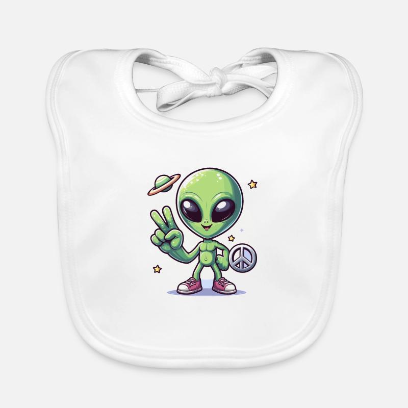 Alien de dessin animé - Bavoir bio Bébé - blanc