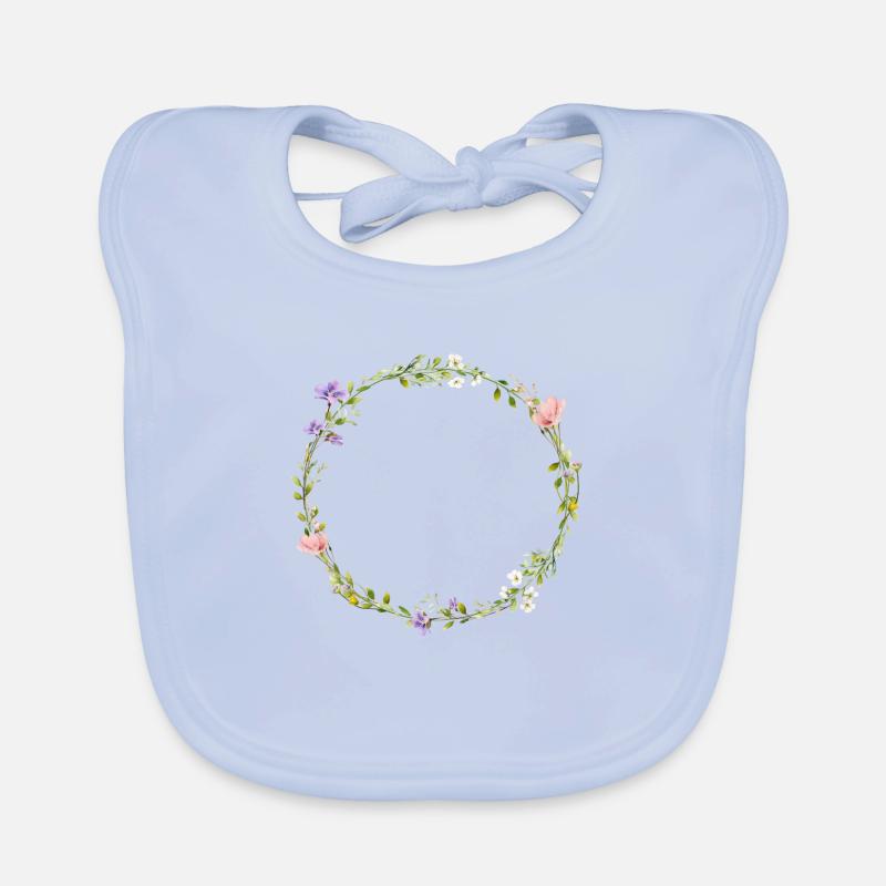 Field Flowers Wreath Boho Personalizable Organic Baby Bibs