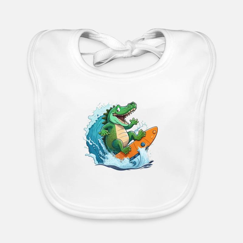 Croco sur la plage Bavoir bio Bébé
