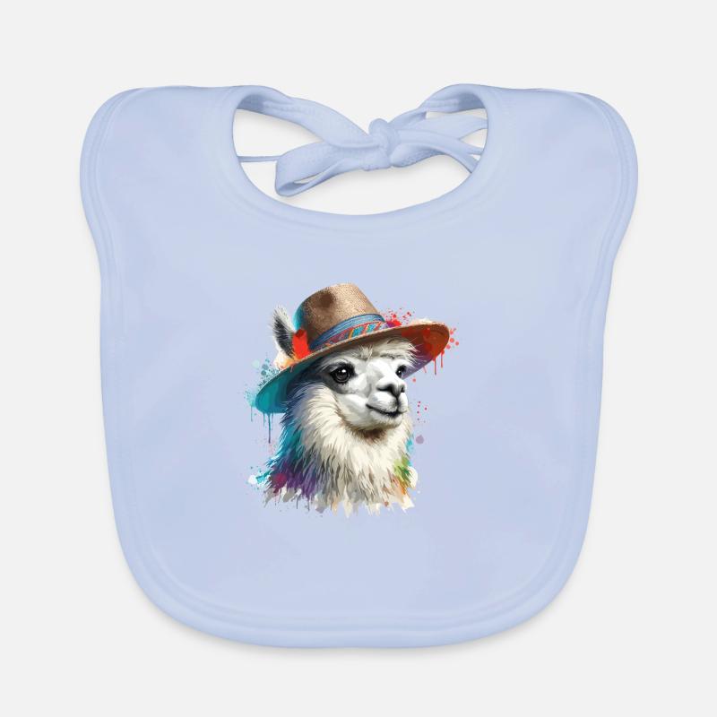 Lama mit Hut Baby Bio-Lätzchen