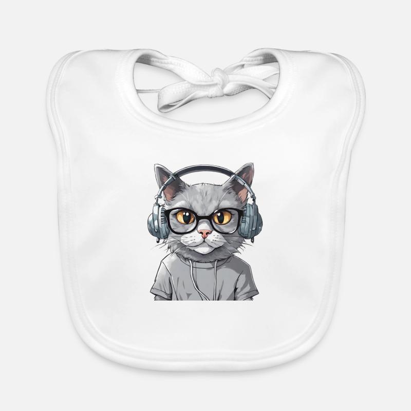 Chat gris developpeur web Bavoir bio Bébé