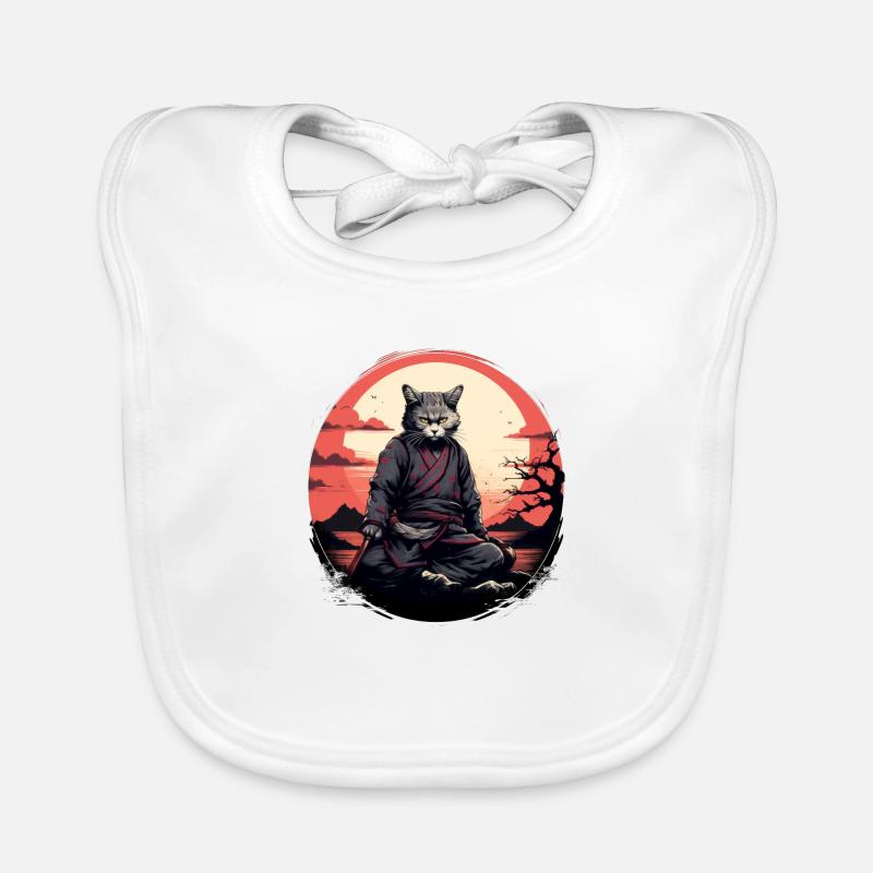 Chat samouraï Bavoir bio Bébé
